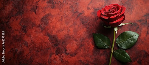 A Single Red Rose on a Rustic Background