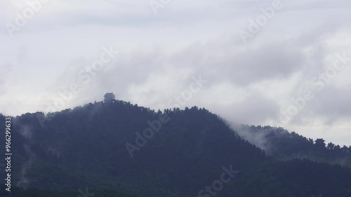 Real shot of the scenery of Jingting Mountain in Xuancheng after the summer rain photo