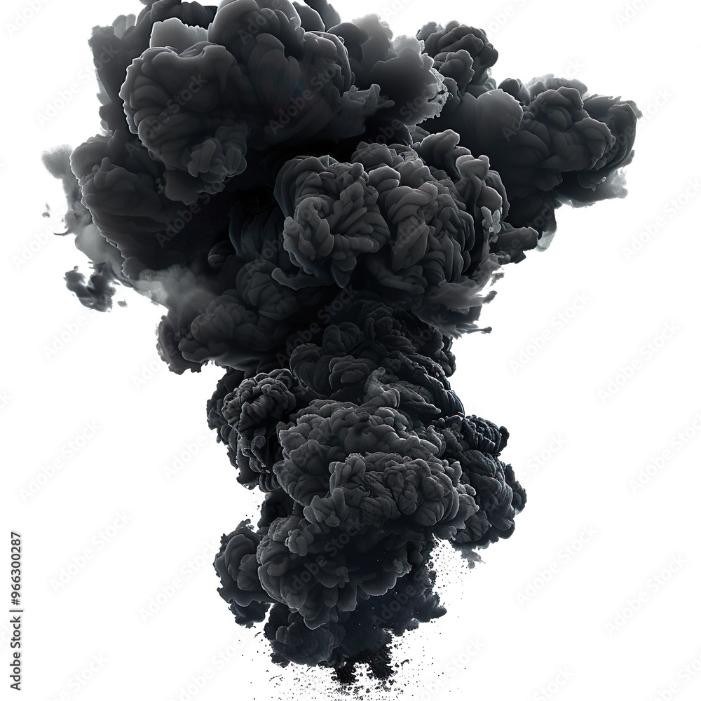 Dramatic Dark Smoke Explosion on a Transparent Background Dramatic Dark Smoke Explosion on a Transparent Background