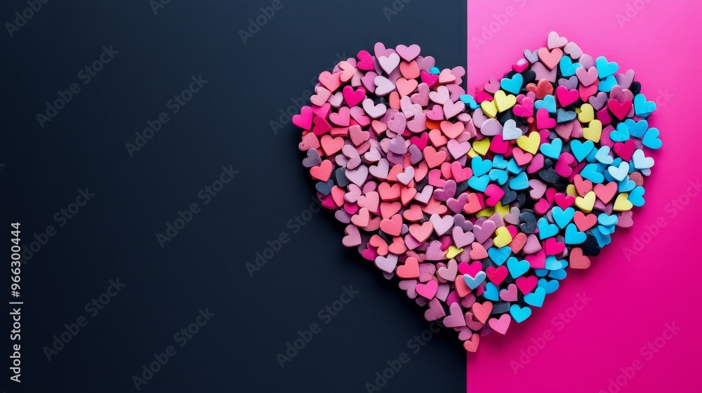 A vibrant heart shape made from various colorful small hearts, representing love, unity, diversity, passion, and happiness., A vibrant heart shape made from various colorful small hearts A vibrant heart shape made from various colorful small hearts, representing love, unity, diversity, passion, and happiness., A vibrant heart shape made from various colorful small hearts