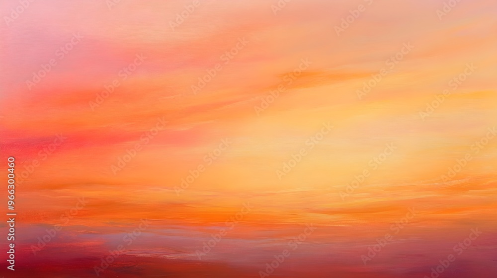 Obraz premium A stunning sunset sky painted in shades of orange and pink, casting a warm glow over the landscape,No blurriness