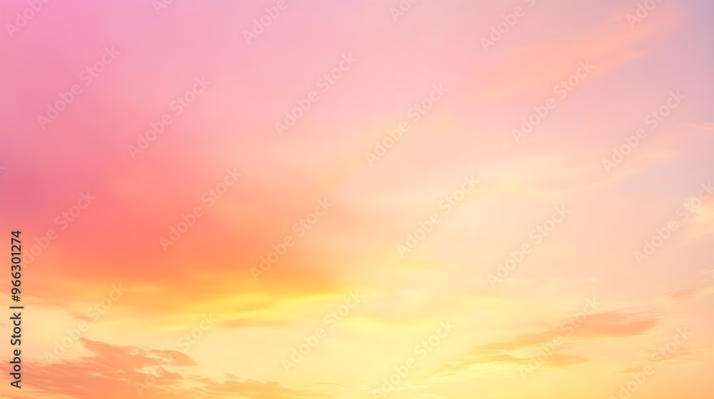 A vibrant sunset sky with warm hues of orange and pink blending together, casting a soft glow on the horizon, perfect for creating a tranquil atmosphere,No blurriness A vibrant sunset sky with warm hues of orange and pink blending together, casting a soft glow on the horizon, perfect for creating a tranquil atmosphere,No blurriness