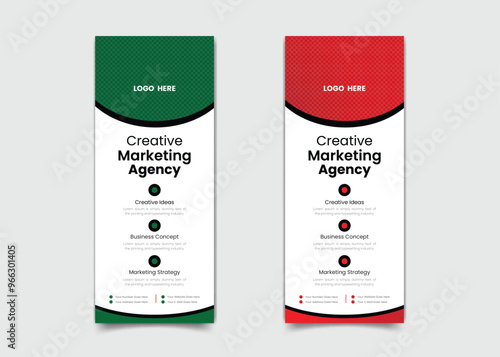 Roll up banner design template, vertical, abstract background, pull up design, modern colorful banner.