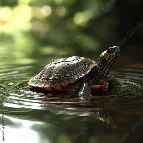 3d rendered photo of tortle in water photo