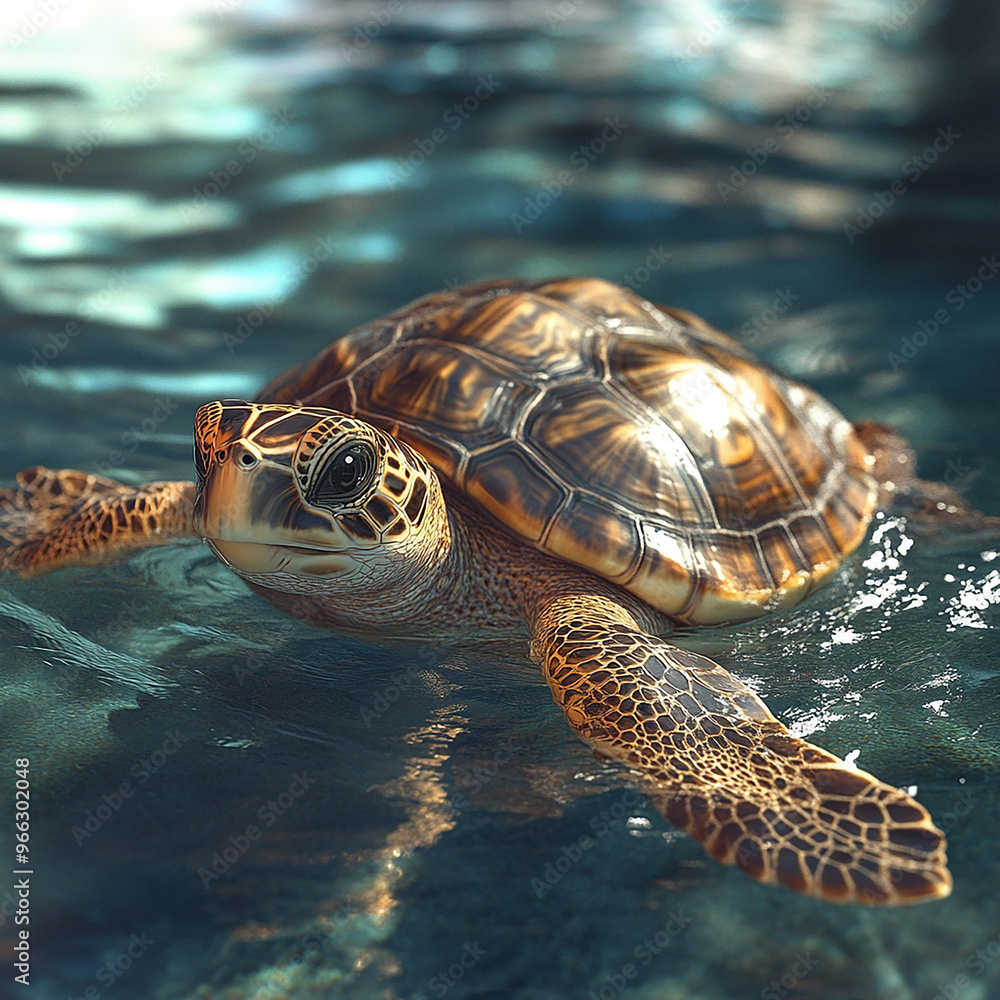 Fototapeta premium 3d rendered photo or tortle in water
