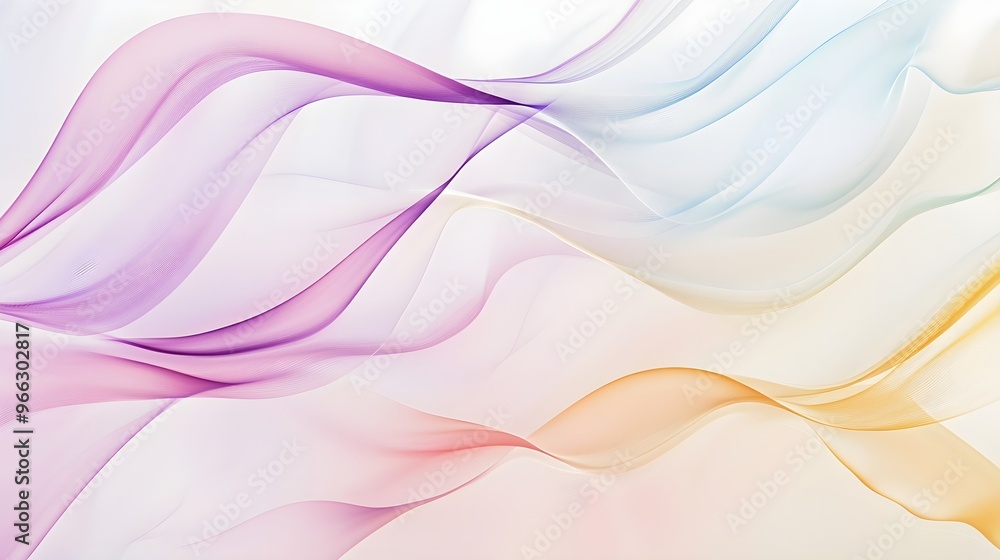 A series of flowing abstract lines in soft pastel colors, creating a serene and dynamic visual effect on a light solid color background,No blurriness A series of flowing abstract lines in soft pastel colors, creating a serene and dynamic visual effect on a light solid color background,No blurriness