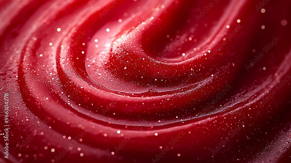 Close-up of a swirl of red sauce with a glossy sheen. Close-up of a swirl of red sauce with a glossy sheen.