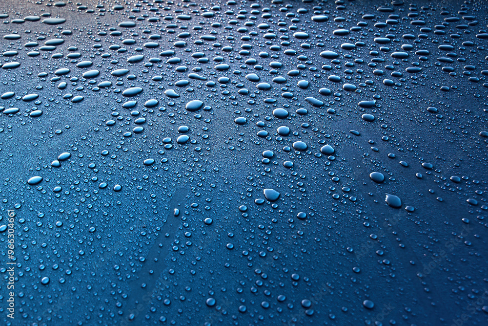 water drops on blue water drops on blue