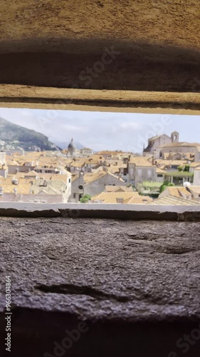 View of Dubrovnik Old Town, City Walls, and Adriatic Sea - Scenic Video