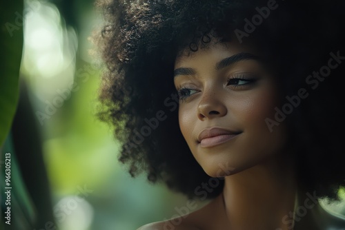 a beautiful woman with an afro hair photo