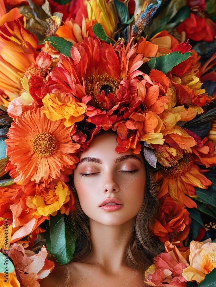 a woman with flowers in her hair a woman with flowers in her hair