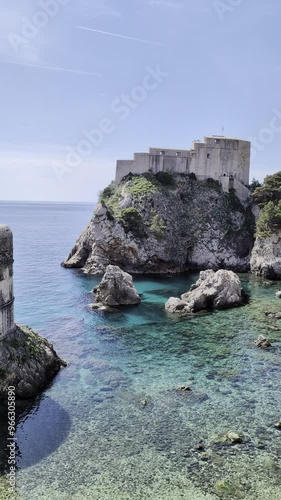 View of Dubrovnik Old Town, City Walls, and Adriatic Sea - Scenic Video