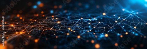 An abstract background showcasing a network of interconnected nodes, representing secure data transfer, digital communication, and advanced technology. The image symbolizes connectivity, innovation photo