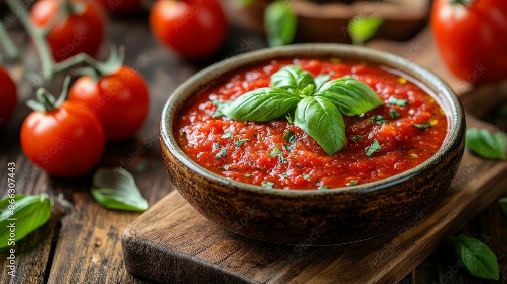 Fresh Italian Marinara Sauce with Basil and Tomatoes Fresh Italian Marinara Sauce with Basil and Tomatoes