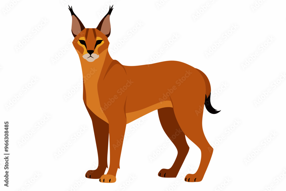 Caracal of savanna isolated on white background Caracal of savanna isolated on white background