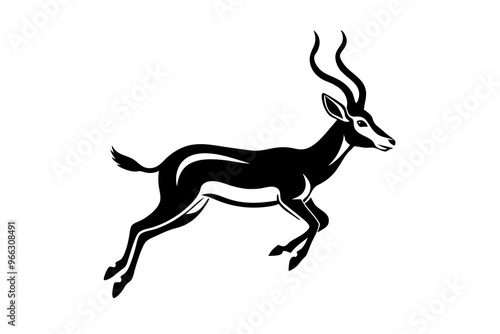 High speed jumping Impala vector art illustration on white background