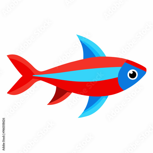 Neon Tetra fish on white background