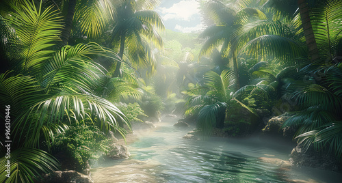 Tropical Rainforest. Generative AI.