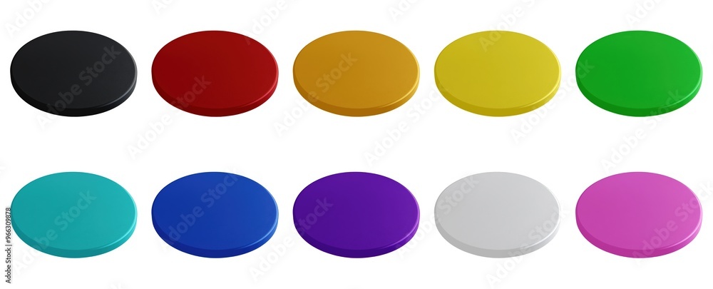 collection of vibrant round coasters in various colors, isolated on a white background, perfect for protecting surfaces, Generative ai.
