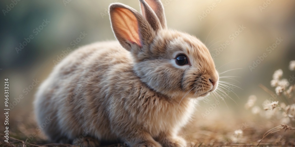 Charming Watercolor Depiction of a Fluffy Bunny in Soft Pastels. Charming Watercolor Depiction of a Fluffy Bunny in Soft Pastels.