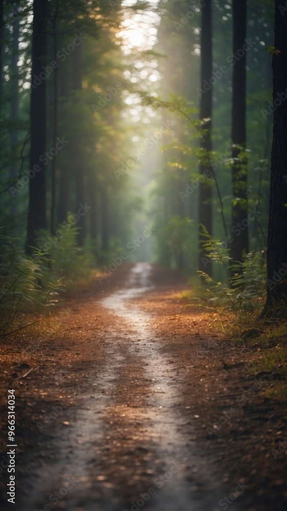 Fototapeta premium A forest where the ground is made of clouds and the trees glow with energy.