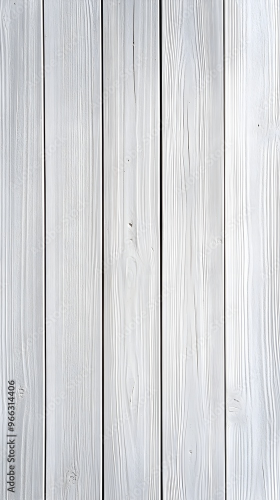 Obraz premium A detailed image of a white wood plank wall, emphasizing the smooth finish and subtle shadows created by soft overhead lighting,No blurriness