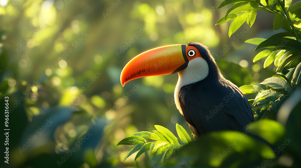 Fototapeta premium Toucan shines brightly in vibrant rainforest habitat