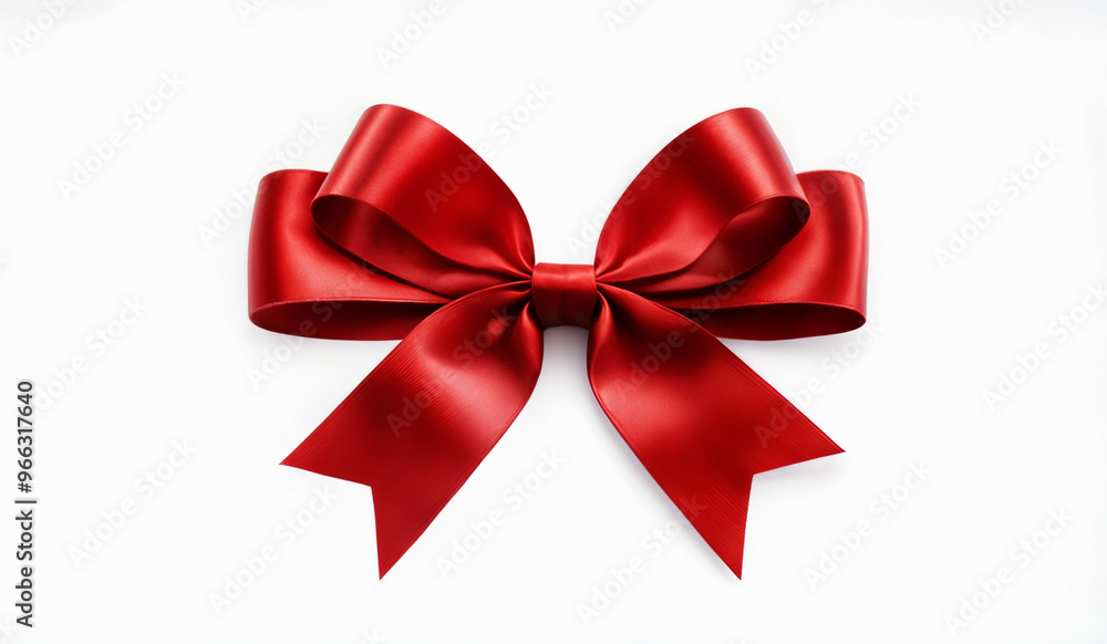 A red Christmas ribbon and bow isolated on a white background. A red Christmas ribbon and bow isolated on a white background.