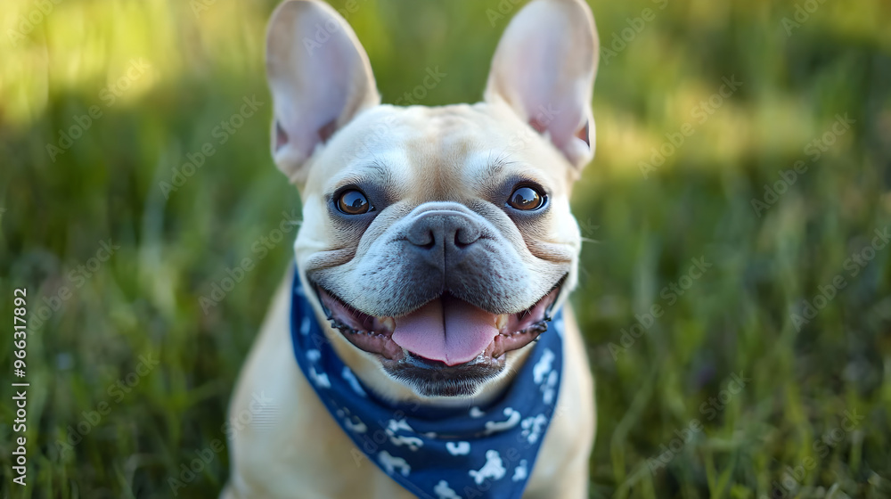 French Bulldog in Casual Blue Bandana French Bulldog in Casual Blue Bandana