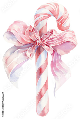 PNG Watercolor candy cane ribbon photo