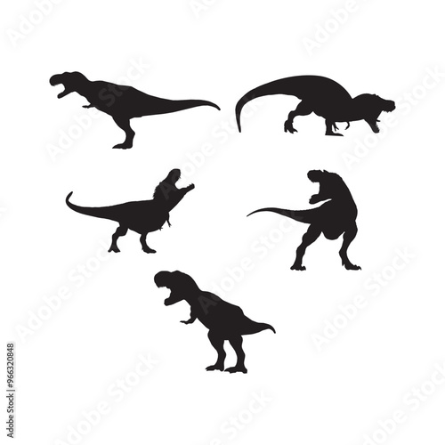 set of trex silhouettes