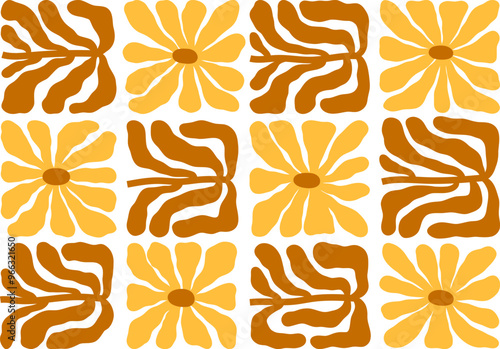 Autumn florals vector illustration. Fall leaves composition. Botanical print in matisse style