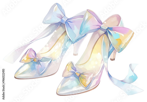 PNG Pastel high heels with bows photo