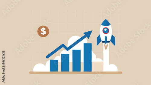Exponential growth or compound interest, investment, wealth or earning rising up graph, business sales or profit increase concept