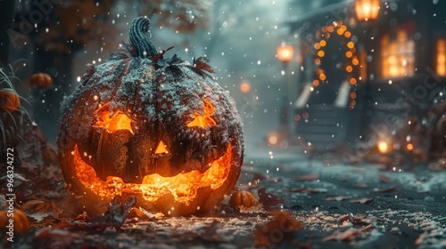 horrible pumpkin, with fire coming out of it, halloween, illustration, wallpaper