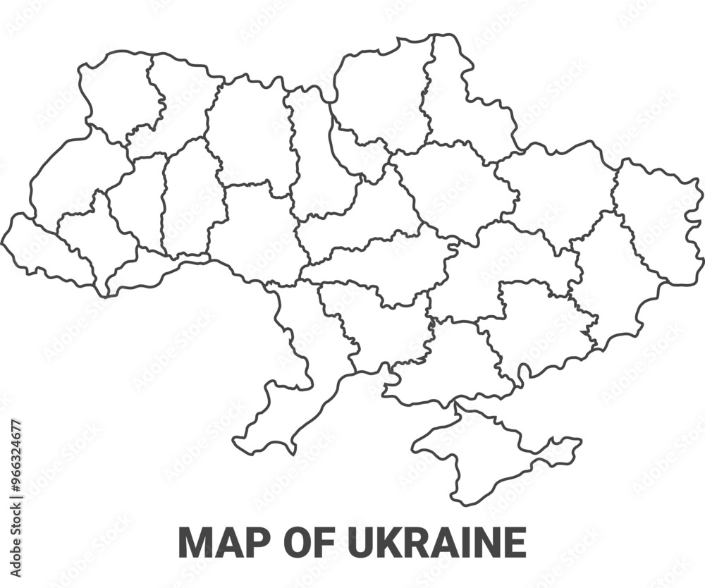 Outline Ukraine map with borders of region vector illustration Outline Ukraine map with borders of region vector illustration