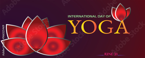 Campaign or celebration banner for International Day of Yoga. June 21