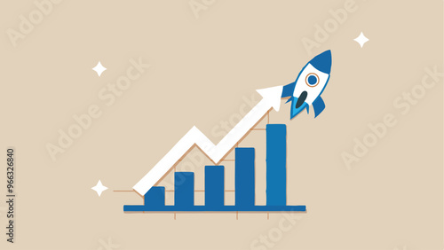 Exponential growth or compound interest, investment, wealth or earning rising up graph, business sales or profit increase concept