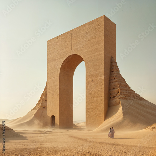 giant gate desert sand door architecture design