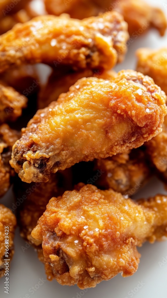 Close-up of golden fried chicken wings, crispy appetizer. Comfort food concept Close-up of golden fried chicken wings, crispy appetizer. Comfort food concept