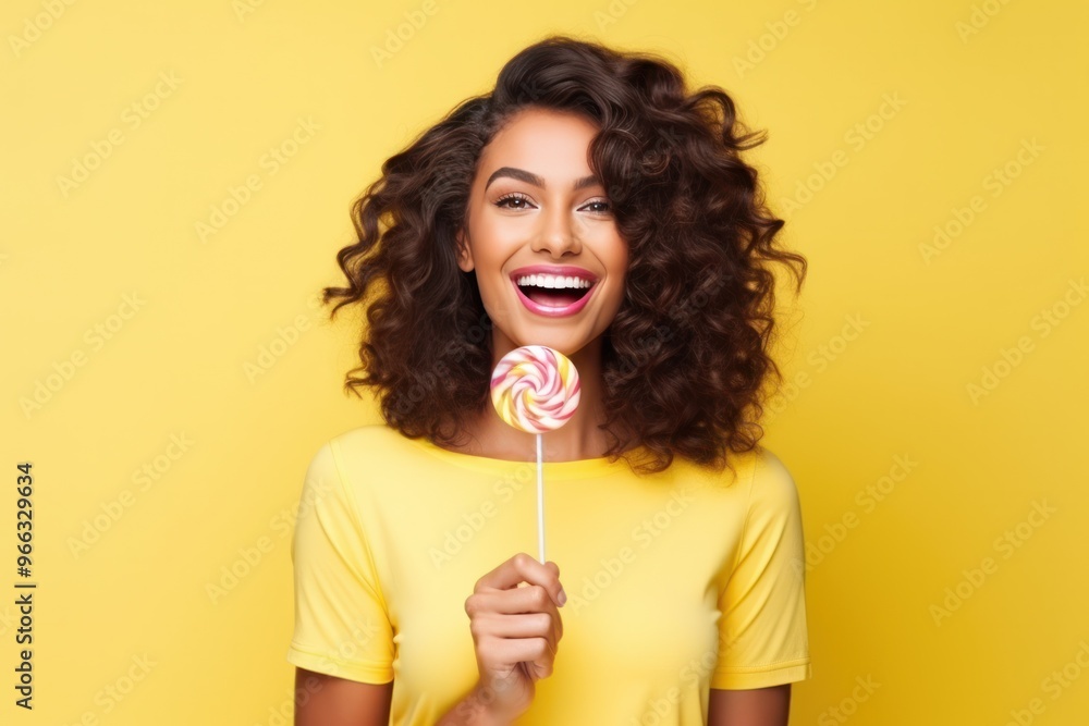 Beautiful Woman Eating Big Pink Lollipop isolated. Beautiful Woman Eating Big Pink Lollipop isolated.