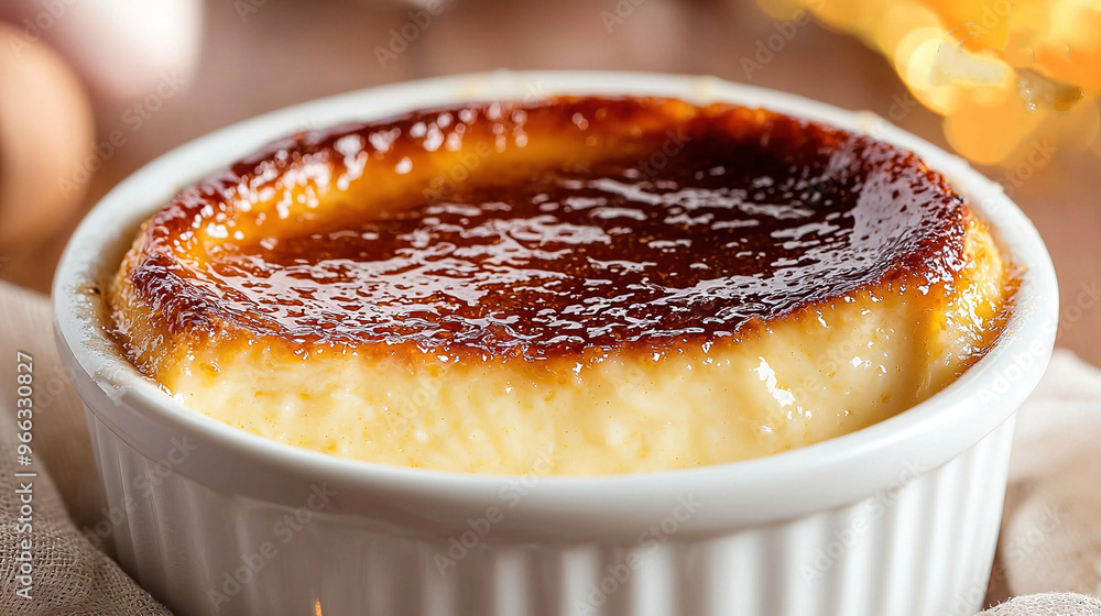 A red heart is displayed beside a close-up of a dessert in a bowl resting on a table A red heart is displayed beside a close-up of a dessert in a bowl resting on a table