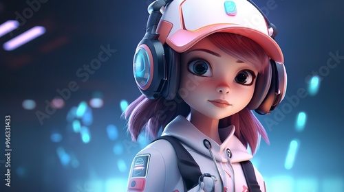 A photo of a 3D character at a tech conference