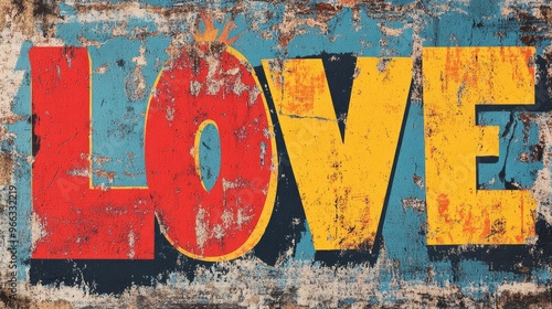 Playful illustration of love inebriation with vibrant lettering on a textured backdrop