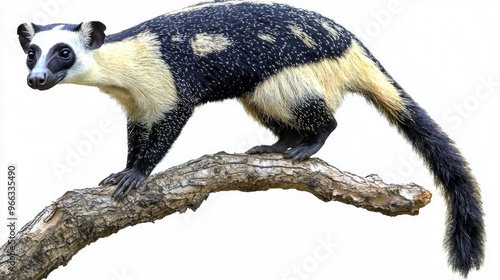 tamandua showcases its agility, balancing upright with a prehensile tail tightly wrapped around a branch, exhibiting its natural curiosity.