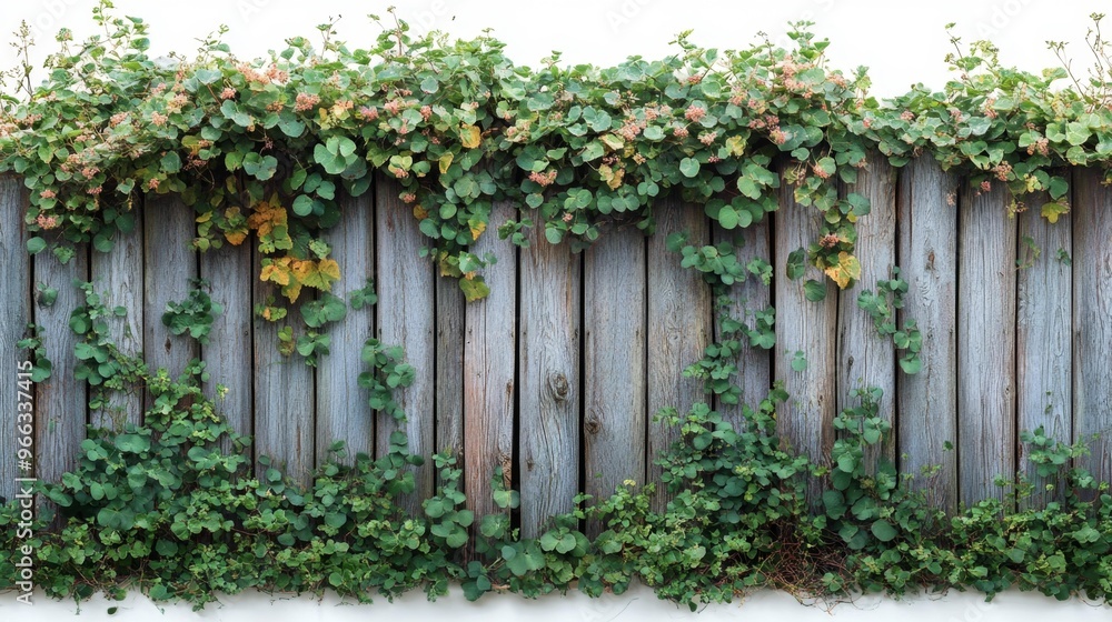Vibrant Greenery Overgrowing a Rustic Wooden Fence Generative AI Vibrant Greenery Overgrowing a Rustic Wooden Fence Generative AI