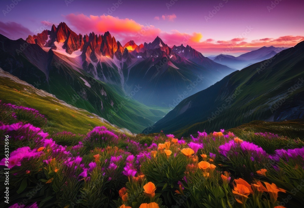 stunning sunrise over majestic mountain summits highlighting vibrant hues natural beauty, adventure, altitude, atmosphere, clouds, color, dawn, discover stunning sunrise over majestic mountain summits highlighting vibrant hues natural beauty, adventure, altitude, atmosphere, clouds, color, dawn, discover
