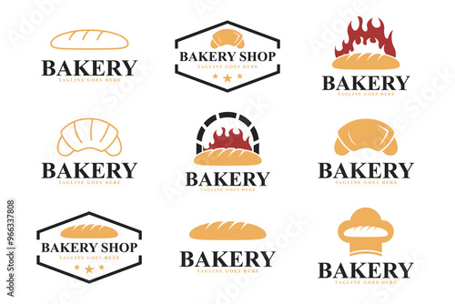 Bread logo design set collection vector illustration template idea