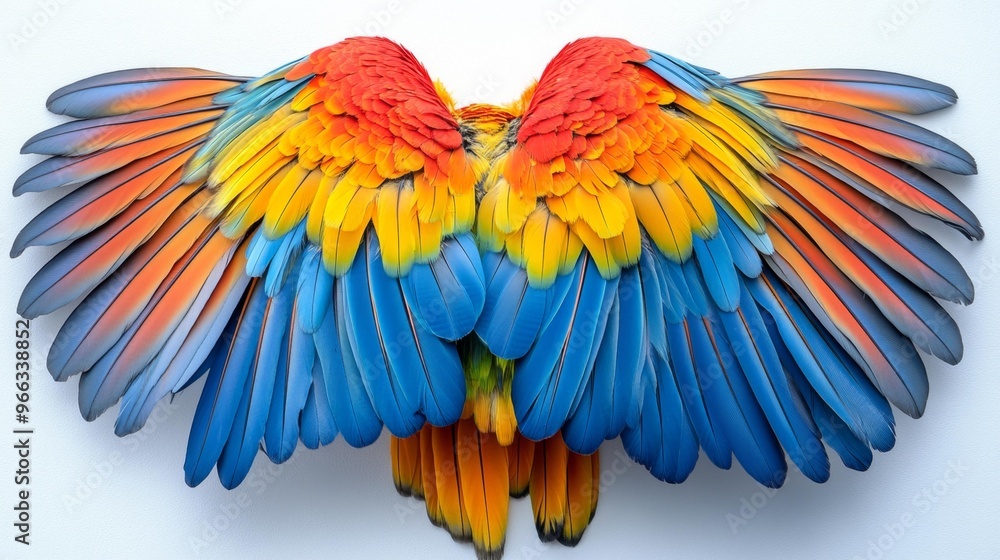 Obraz premium Vibrant Macaw Feathers Spread Wide Generative AI