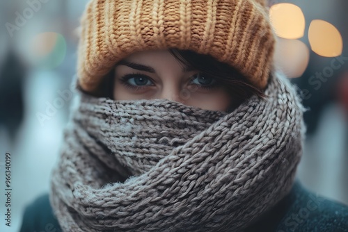 A person wrapped in a scarf and coat trying to keep warm and not get sick, an advertisement for an antiviral drug